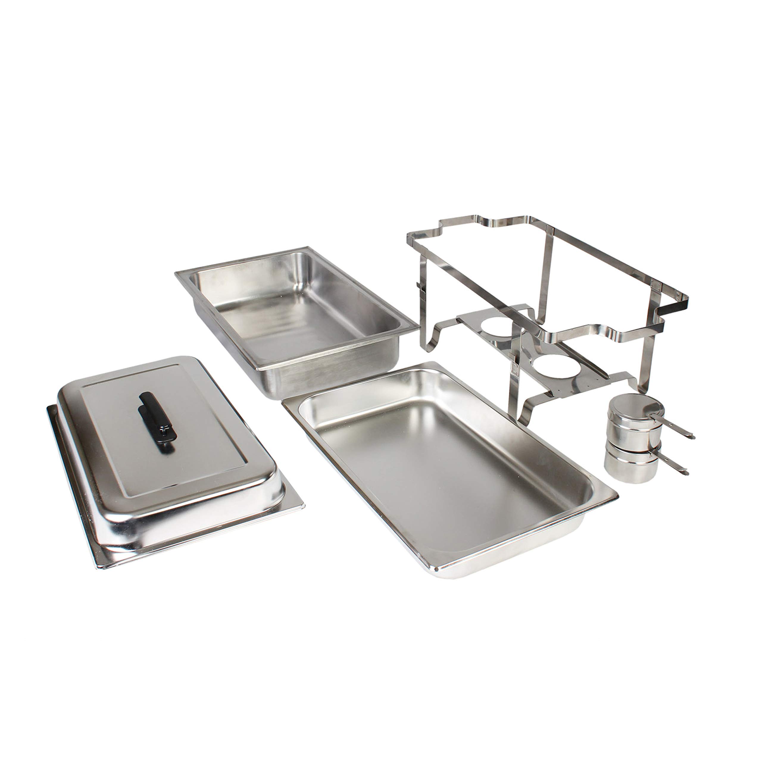 Thunder Group 8 Quart Stainless Steel Chafer Warmer with 2 Free Fuel Cans - Full Size Buffet Food Warmer for Catering, Parties & Events