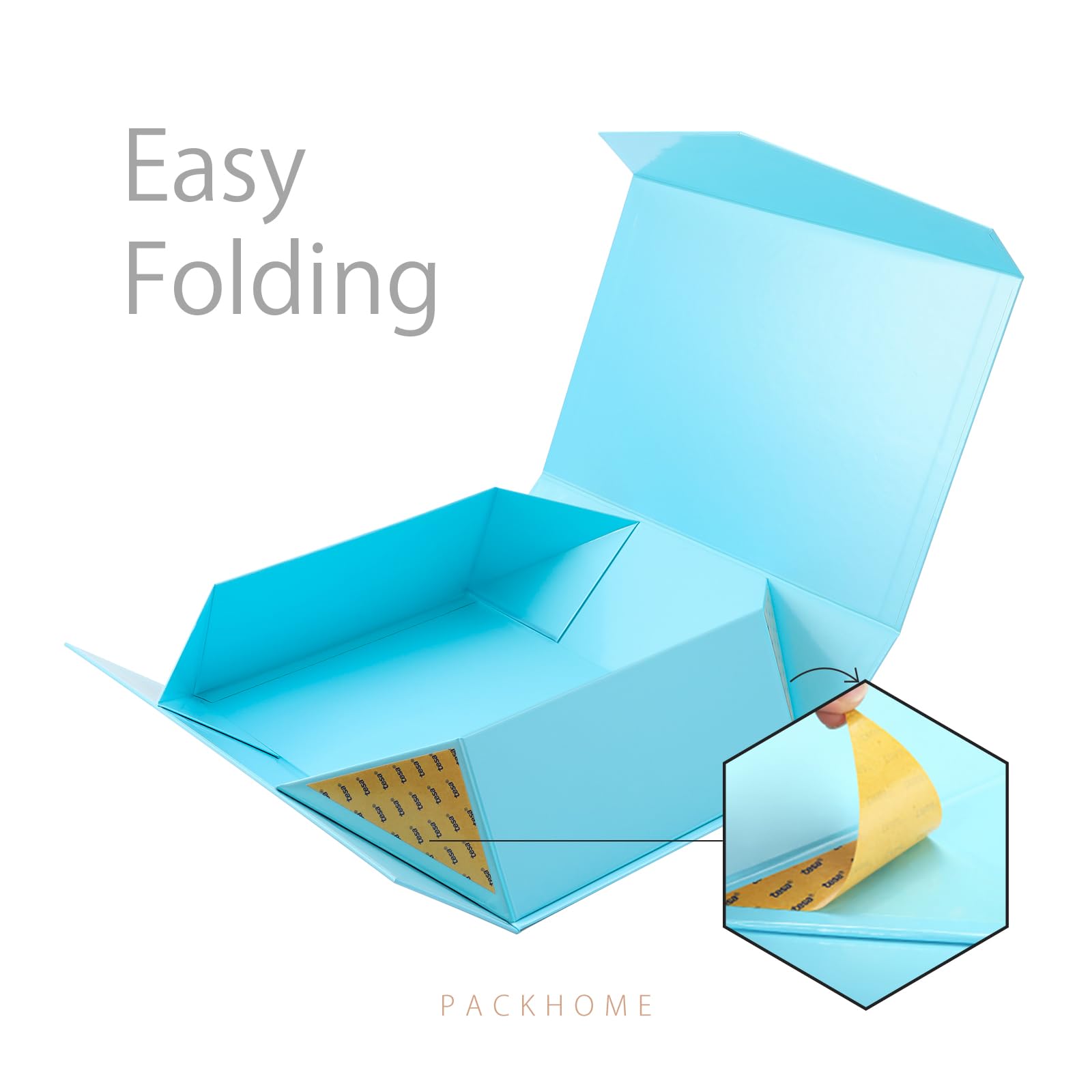 PACKHOME 6 Large Gift Boxes 13.5x9x4.1in - Sturdy Magnetic Closure (Glossy Blue) for Gifts & Storage
