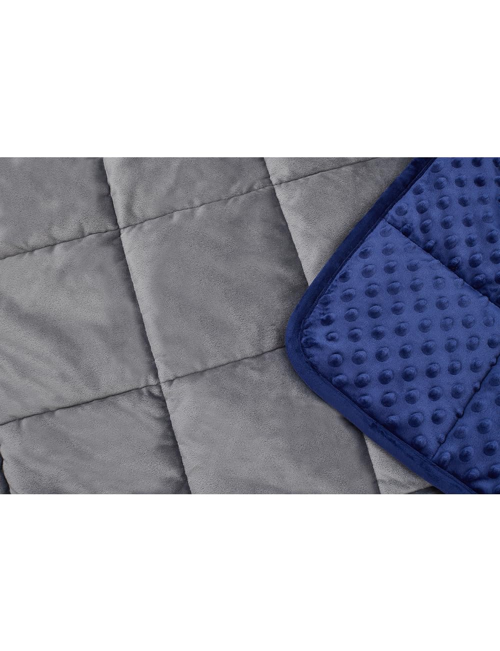 TONGDADA 10lbs Weighted Blanket 40x60 Inches - Soft Minky & Luxury Velvet with Premium Glass Beads - Grey/Navy - Cozy Throw Blanket for Stress Relief, Anxiety, and Better Sleep - Perfect for Adults, Kids, and Home Decor