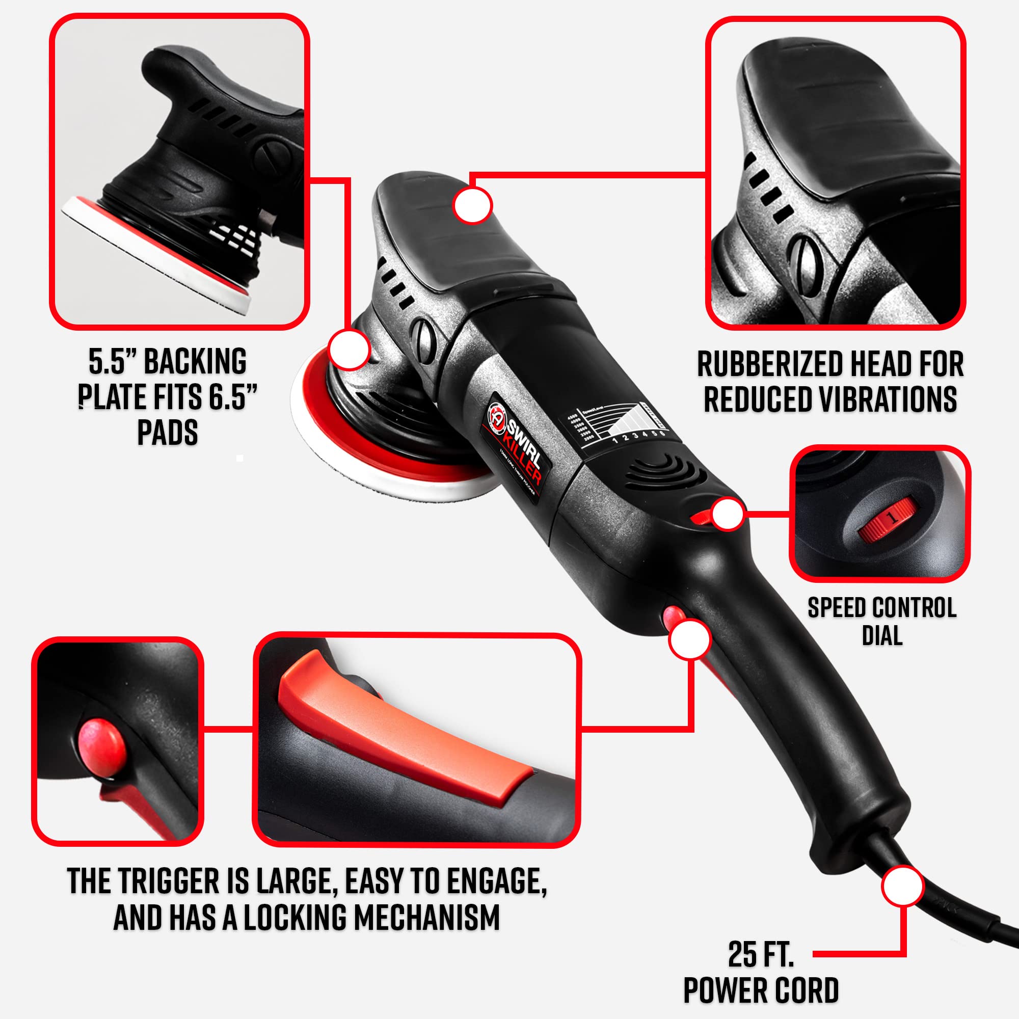 Adam's Polishes Swirl Killer 15mm Dual Action Car Polisher & Buffer Machine - Perfect for Car Polish, Polishing Compound & Scratch Remover | Ideal for Detailing, Car Wash, Clay Bar & Ceramic Coating | Professional-Grade Auto Paint Correction & Shine Restoration
