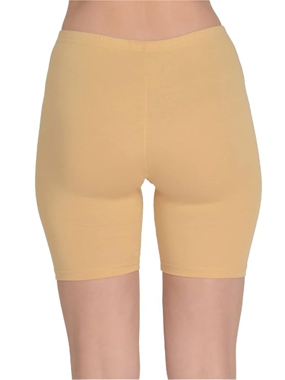 FACTO POWER Women's Cotton Lycra Mid Waist Cycling Shorts - Comfortable Stretchable Workout Shorts for Cycling, Yoga, Running & Gym | High Waist Athletic Shorts with Inner Elastic Band