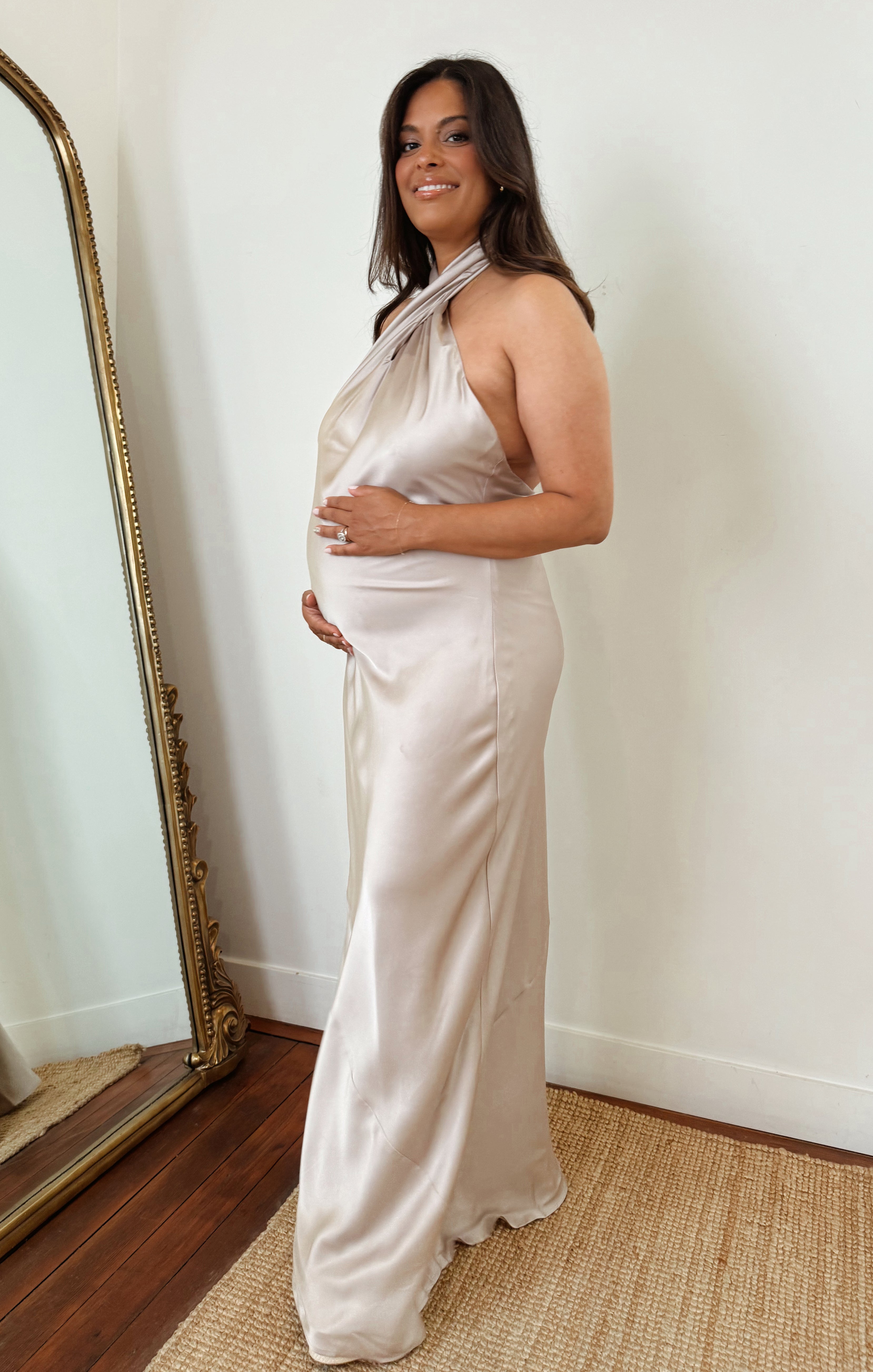 Luxury Satin Jasmine Halter Maxi Dress for Women - Elegant Evening Gown for Weddings, Parties & Special Occasions