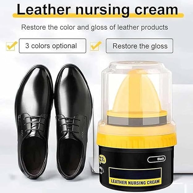 Premium ZEVON Leather Shoe Polish & Repair Cream - Natural Shoe Shine Liquid for Leather Protection Against Scuffs & Scratches - Includes Sponge Applicator - Ideal for Dress Shoes, Boots & Leather Accessories (Black)