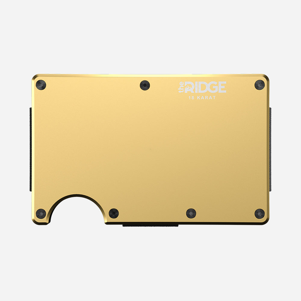 Premium Ridge Wallet - 18K Gold Plated Slim Minimalist RFID Blocking Metal Wallet for Men - Perfect for Everyday Carry, Travel & Gifting