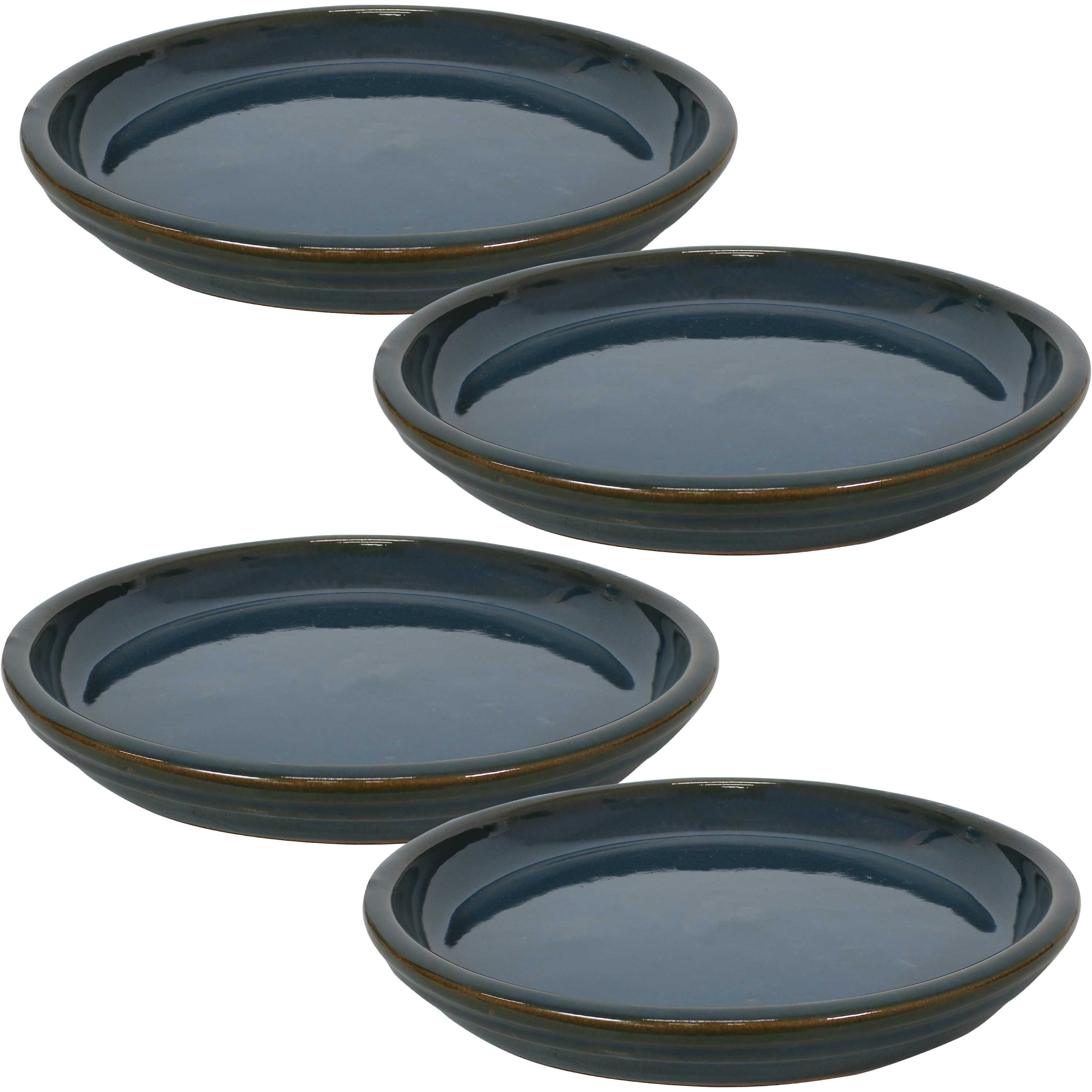 Sunnydaze 4-Pack Glazed Ceramic Plant Saucers for Indoor & Outdoor Potted Plants – Perfect for Home, Garden, and Patio Decor