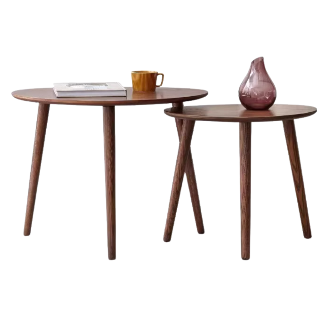 Solid Oak Wood Side Table in Walnut Finish - Perfect for Living Room, Bedroom, or Office Furniture