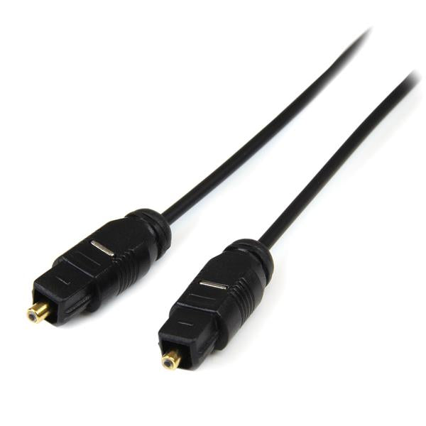 StarTech.com 15ft Thin Toslink Digital Optical SPDIF Audio Cable - Fiber Optic for Home Theater, Soundbar, TV, Gaming Console - Gold Plated Connectors, Black (1 Pack) - Perfect for Crystal Clear Audio in Home Entertainment Systems