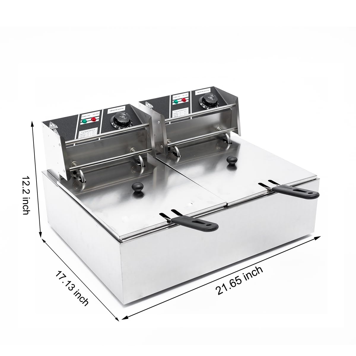 Tiziri 5000W 22.8QT Commercial Dual Tank Electric Deep Fryer with Baskets & Lids - Temperature Control Deep Frying Machine for Home & Restaurant Use - Perfect for Chicken Wings, French Fries, and Seafood