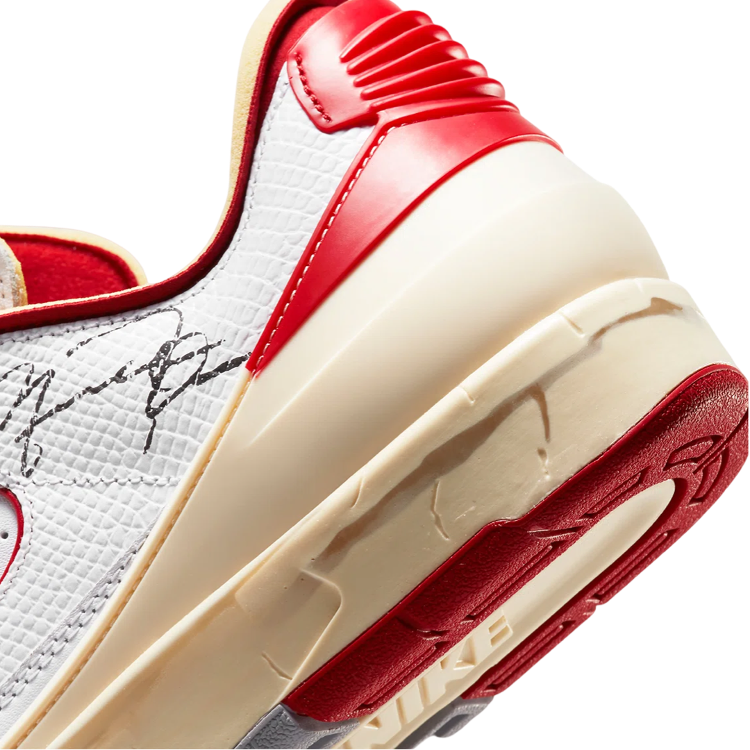 Off White x Air Jordan 2 Retro Low SP Sneakers - White & Varsity Red Colorway - Limited Edition Basketball Shoes for Men | Streetwear Fashion & Sneaker Collecting
