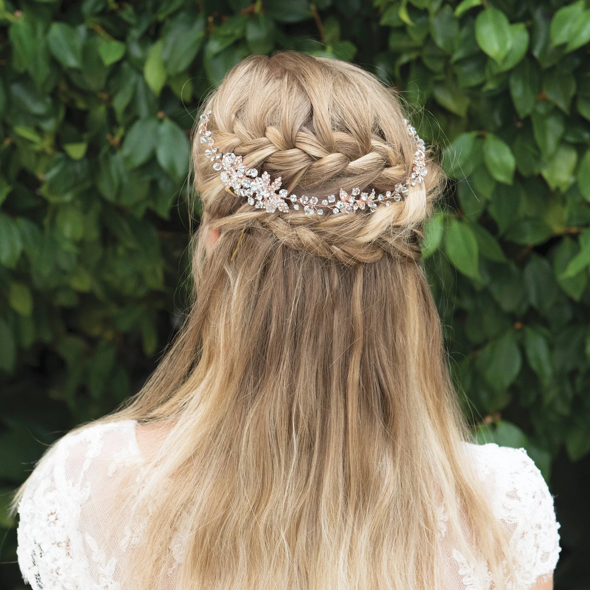 Elegant Rose Gold Bridal Hair Vine with Sparkling Crystals - Perfect for Weddings & Special Occasions | Ivory & Co by FIRENSA