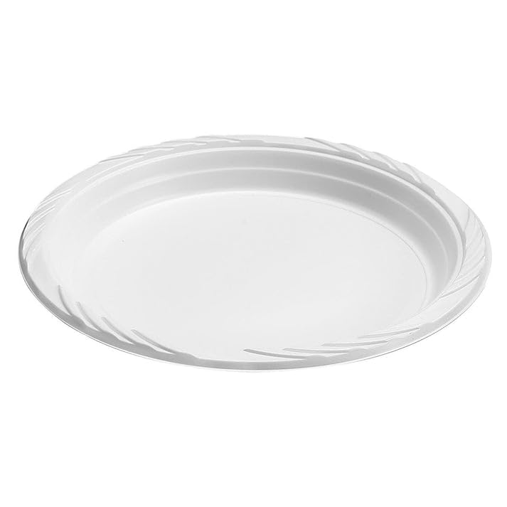 Nicole Fantini 10-Inch Disposable Round White Plastic Plates - 300 Count - Microwave Safe for Thanksgiving, Parties, Holidays & Weddings - Perfect for Buffets, Picnics, Catering & Family Gatherings