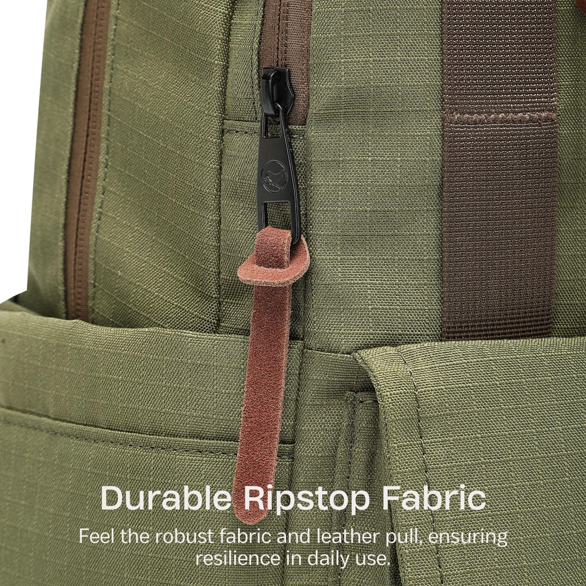 SUNNY BIRD 18L Lightweight Casual Daypack - Water Resistant Travel Laptop Backpack for Women & Men, Fits 14 Inch Notebook - Perfect for Commuting, College, Hiking & Business Trips (Olive Green, Medium Size)