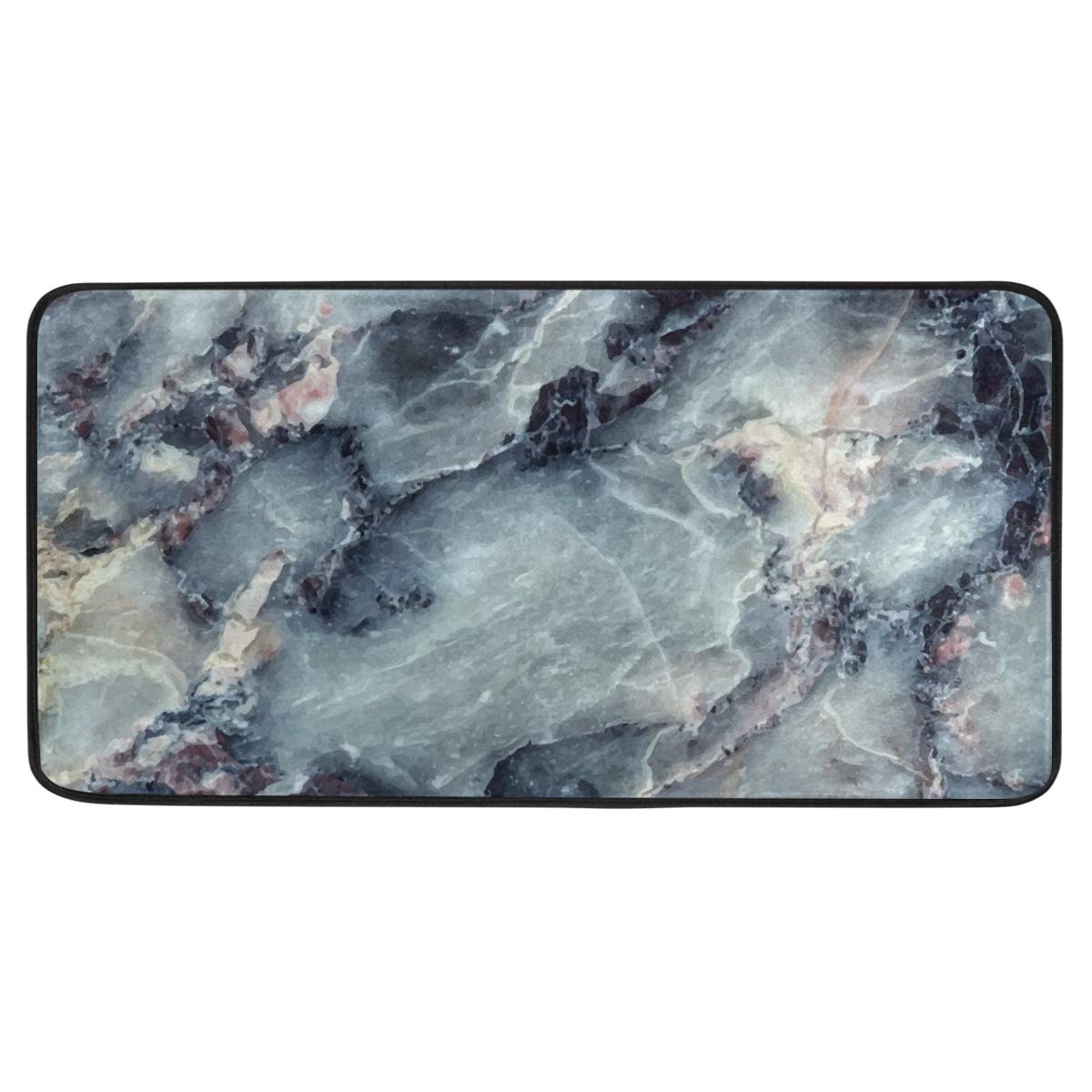 Blueangle Vintage Sea Marble Kitchen Mat - Non-Slip Washable Kitchen Rug & Doormat Runner (20x39 Inches) - Perfect for Kitchens, Entryways, Laundry Rooms & High-Traffic Areas