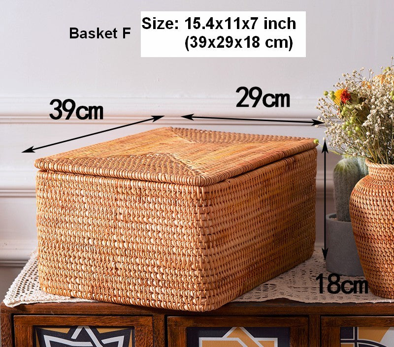 Extra Large Woven Storage Baskets with Lid - Rectangular Clothes Organizer for Bedroom, Living Room & Laundry Room - Home Decor Storage Solution for Blankets, Toys & Essentials