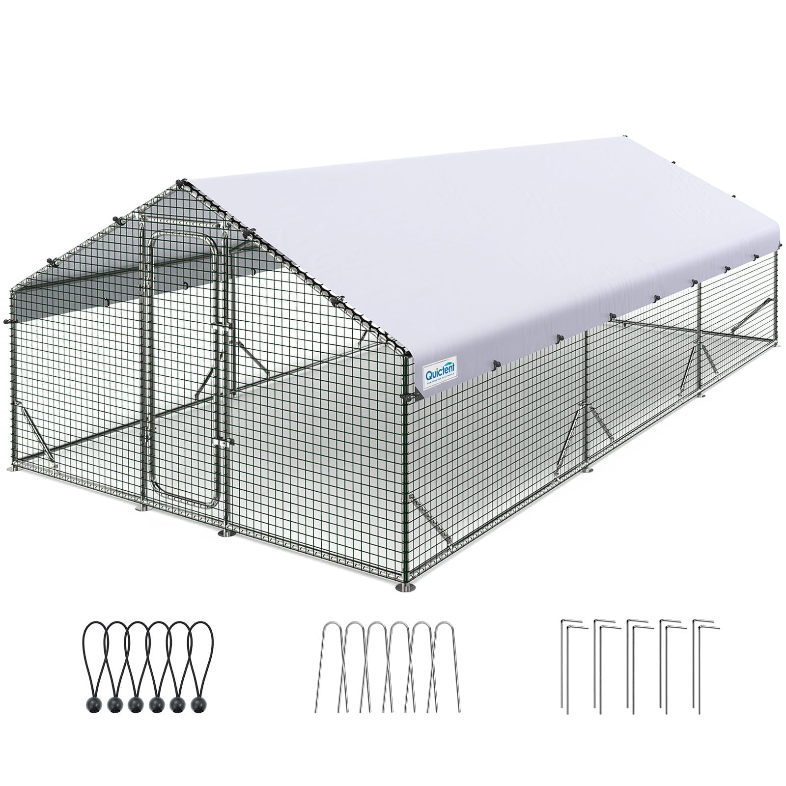 Quictent 18x9x6.6FT Large Walk-in Metal Chicken Coop with Galvanized Hardware Cloth & Waterproof Roof - Outdoor Poultry Cage for 30+ Chickens, Ducks, Hens - Perfect for Backyard Farms, Homesteads & Rural Yards - Durable Shelter for Egg Laying, Roosting & Free-Range Protection