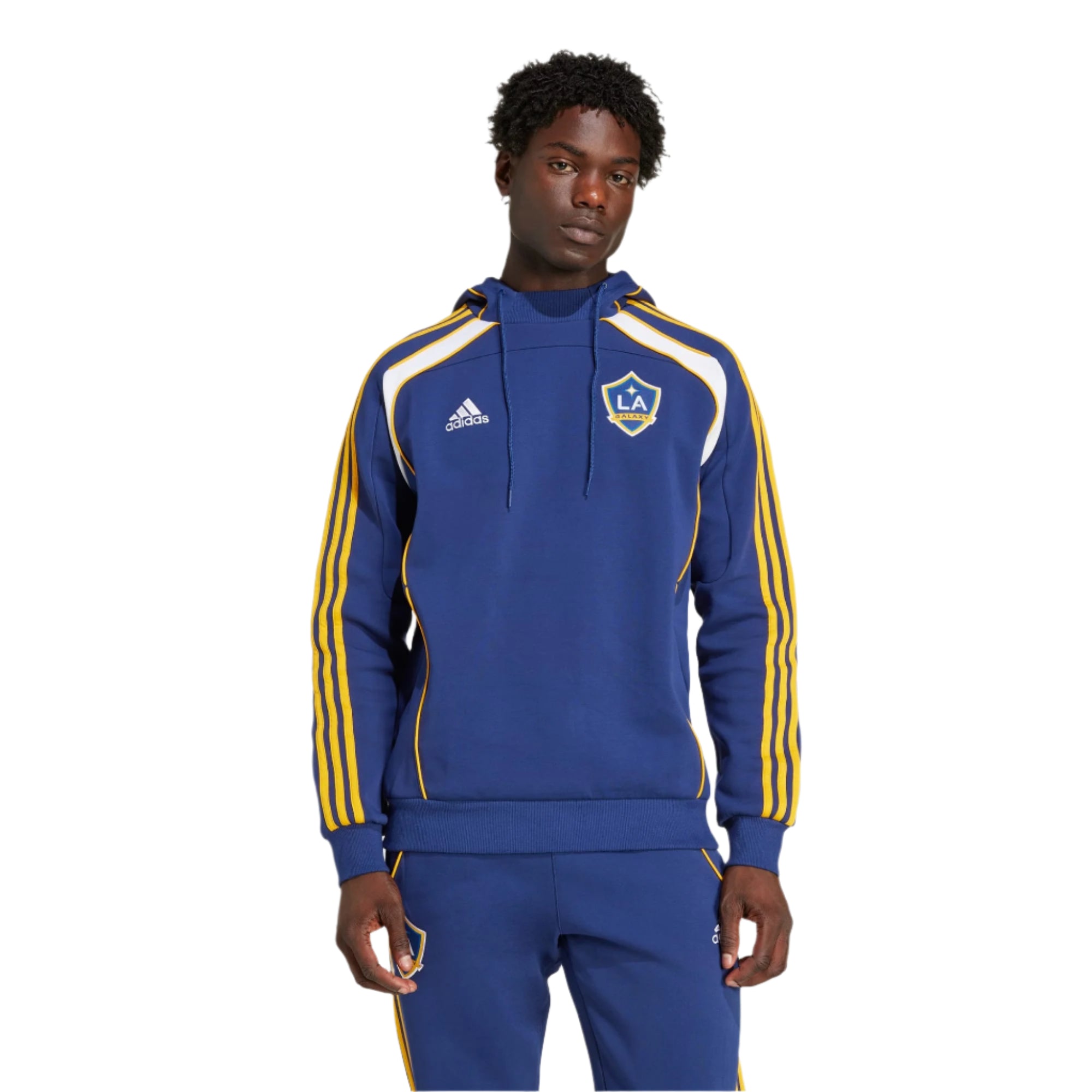 Adidas LA Galaxy 25/26 Travel Hoodie - Dark Blue Men's Soccer Hooded Sweatshirt | Perfect for Game Day, Travel & Casual Wear