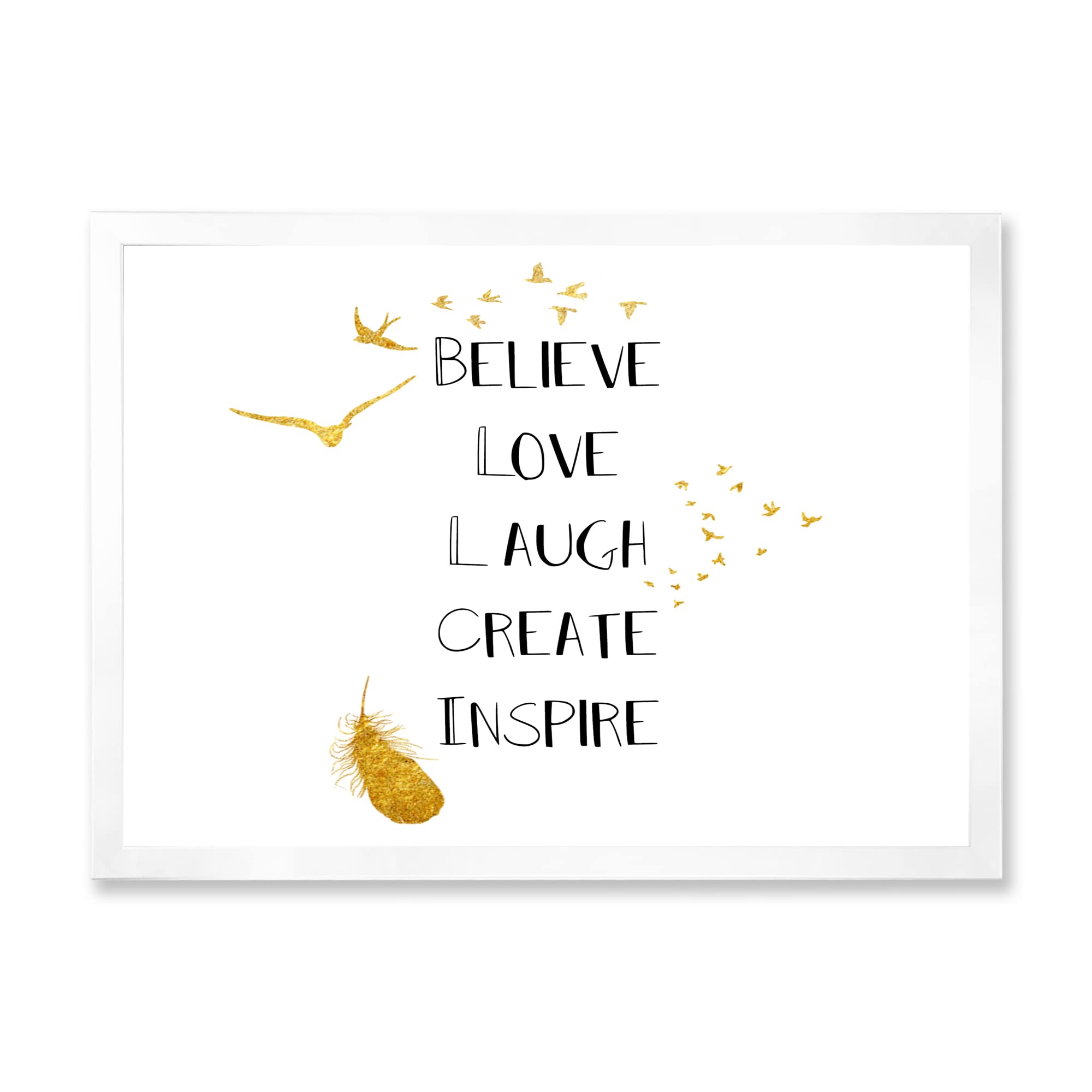 Inspirational Quote Framed Wall Art - White & Gold Traditional Design - Perfect for Home, Office & Gift Decor