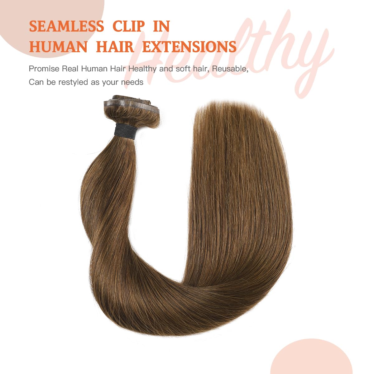 Premium 100% Human Hair Clip-In Extensions - Silky Straight Hair Extensions for Length & Volume | Perfect for Parties, Weddings & Everyday Styling