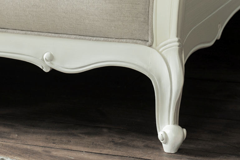 Hand Carved Solid Wooden Upholstered Bed Frame - Queen Size Luxury Bedroom Furniture for Master Bedroom & Guest Room