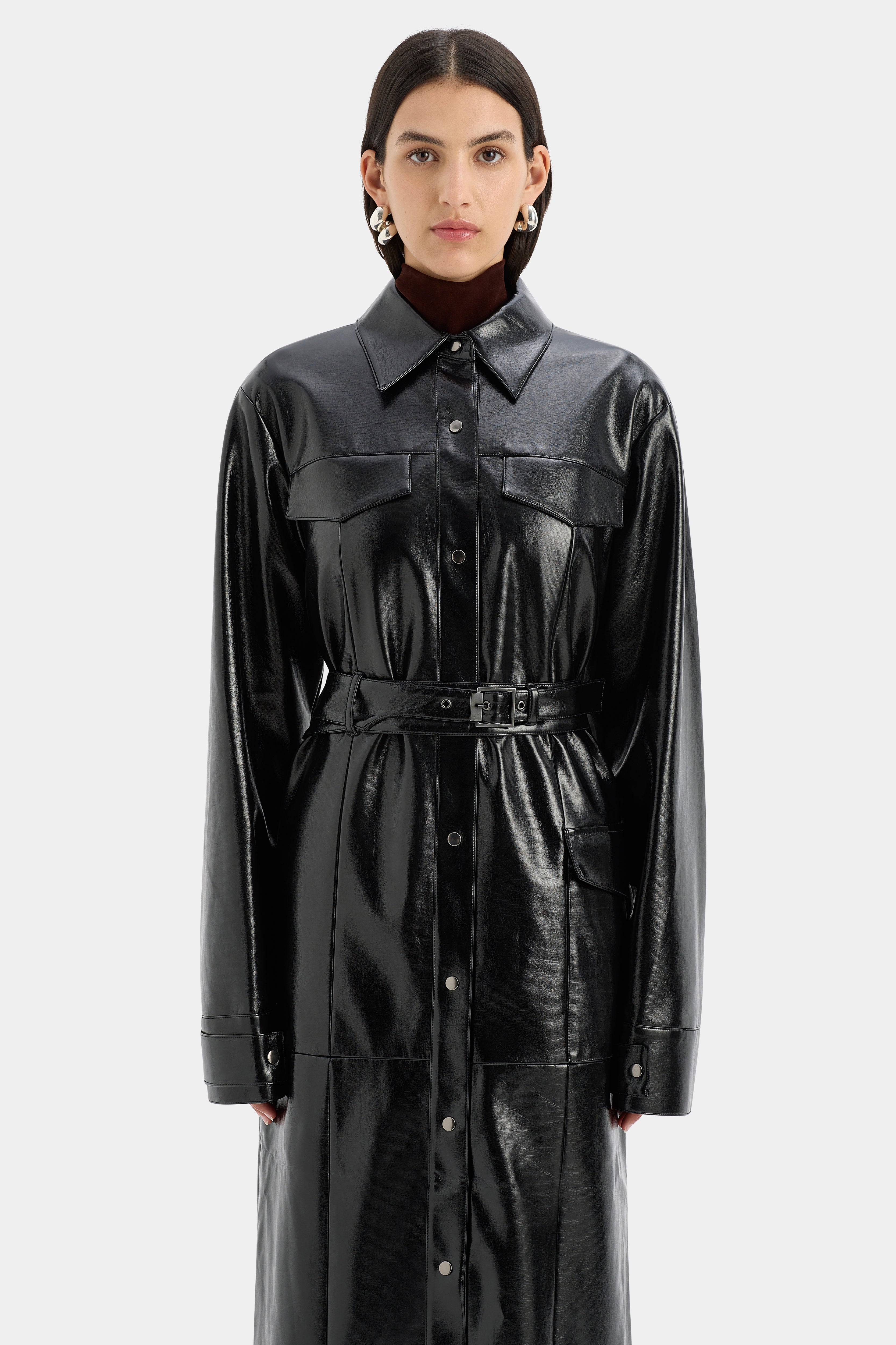 Midnight Black Trench Coat for Women - Elegant Long Waterproof Overcoat for Fall & Winter | Perfect for Office, Evening Out, and Formal Events