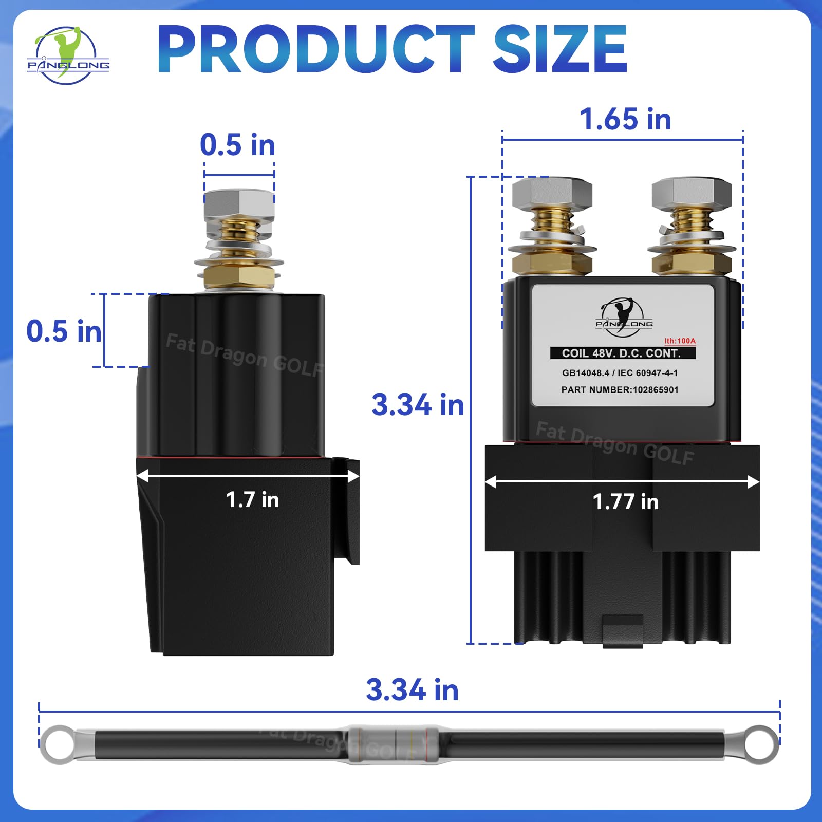 48V Club Car Golf Cart Solenoid - Albright 4 Terminal Replacement for 2018-Up Tempo & New Models (OEM #102865901, 1028659-01, SU60-2122P) - Perfect for Golf Course Maintenance & Neighborhood Electric Vehicles