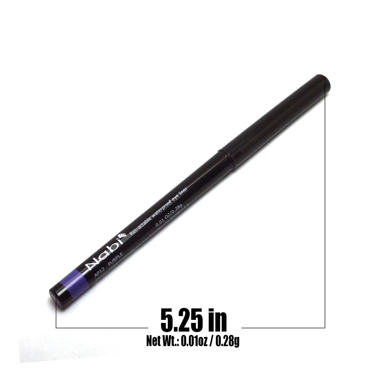 Nabi 1 Professional Retractable Waterproof Eyeliner Pencil - AP12 Purple | Smudge-Proof & Long Lasting | Perfect for Daily Makeup, Party Looks & Professional Makeup Artists | Includes Free Zipper Bag