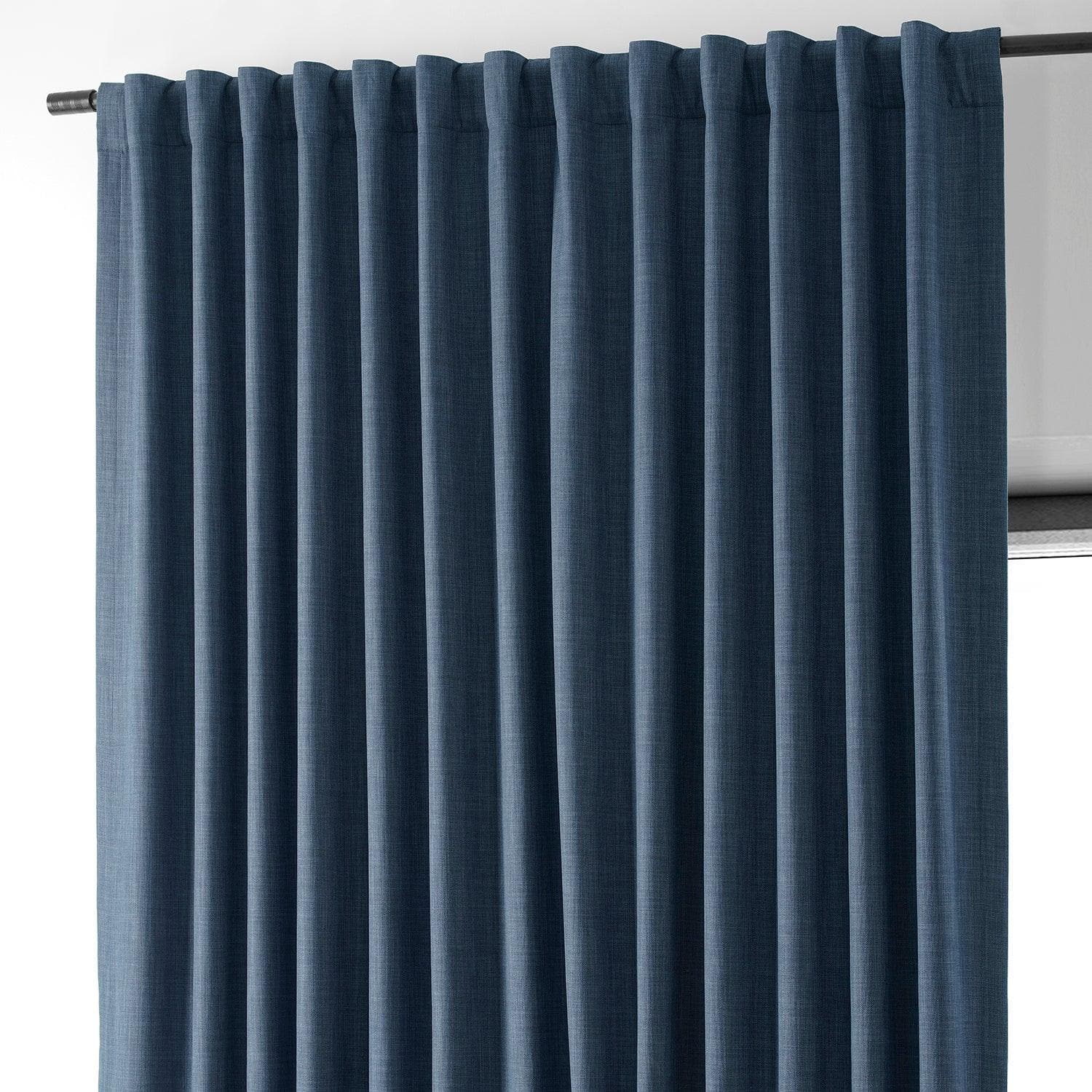 Premium Dark Blue Extra Wide Blackout Curtains - Thermal Insulated Linen Hotel Drapes for Bedroom, Living Room & Home Theater (90