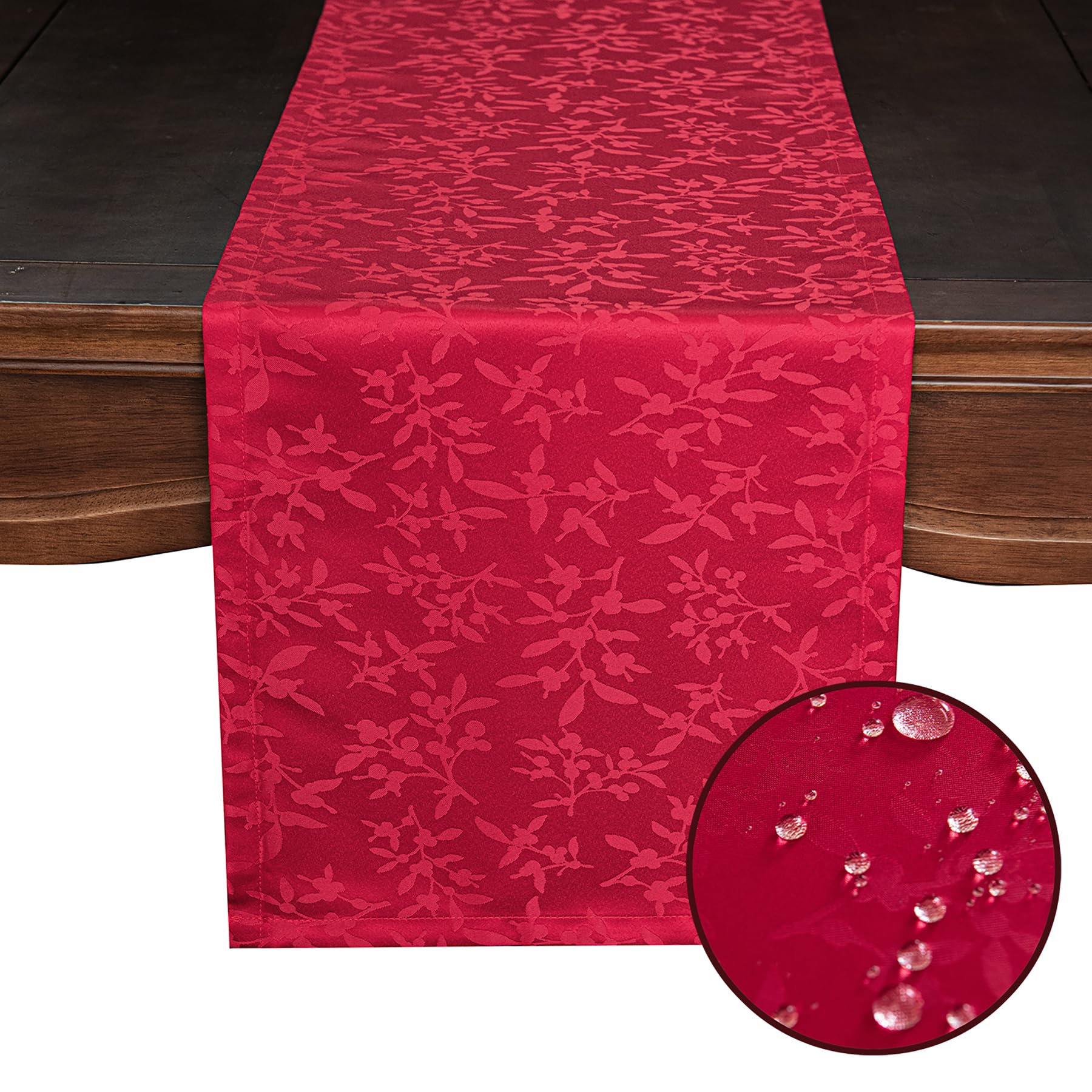 Joyfol Day Red Christmas Jacquard Table Runner - Waterproof Holiday Table Decor for Xmas, Winter Festival, Kitchen & Dining (14x72 Inch) - Perfect for Holiday Parties, Family Gatherings & Festive Home Decor