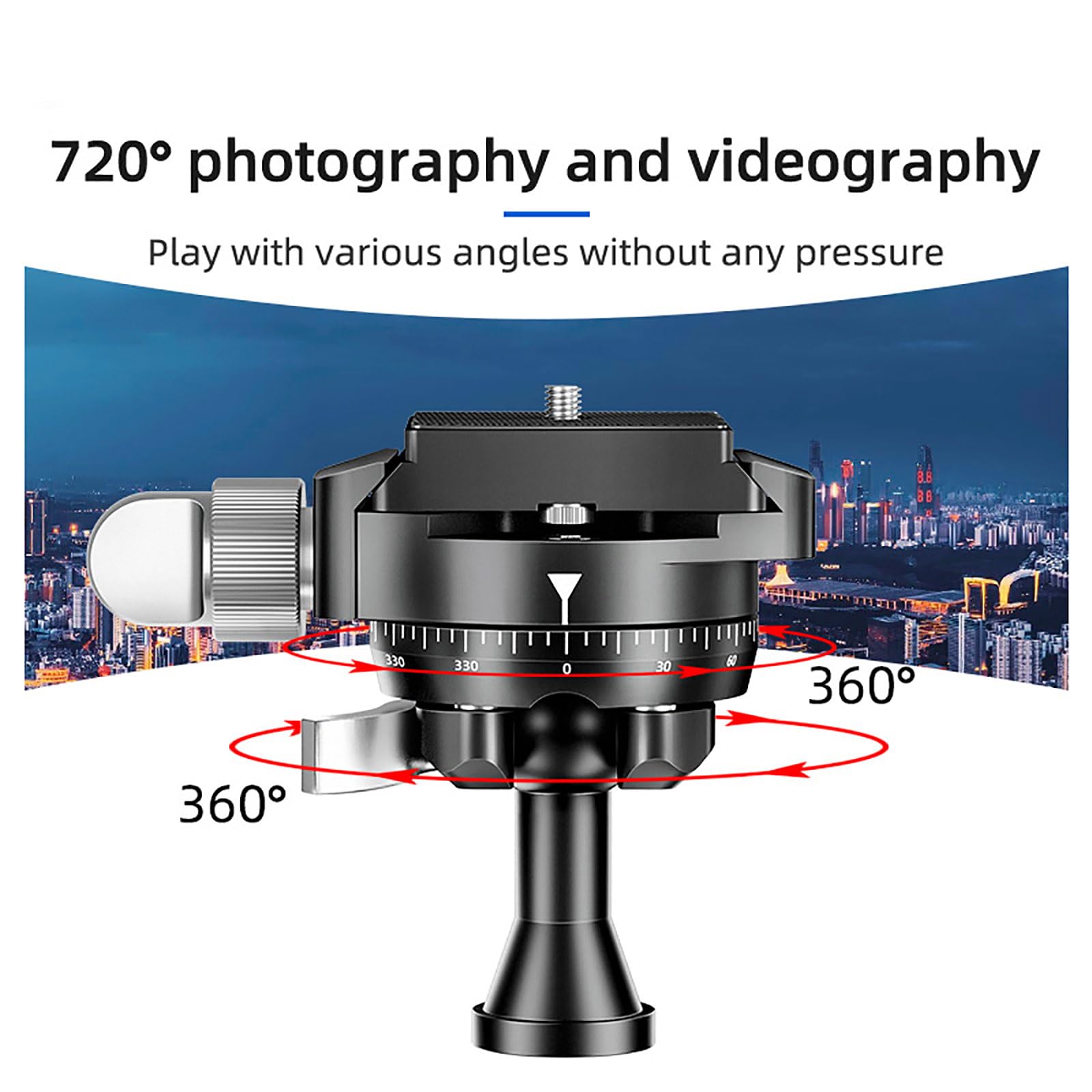 KA18 Mini Panoramic Reverse Ball Head - Aluminum Alloy Gimbal Mount for DSLR & Action Cameras | Portable Camera Stabilizer for Vlogging, Travel & Sports Filming