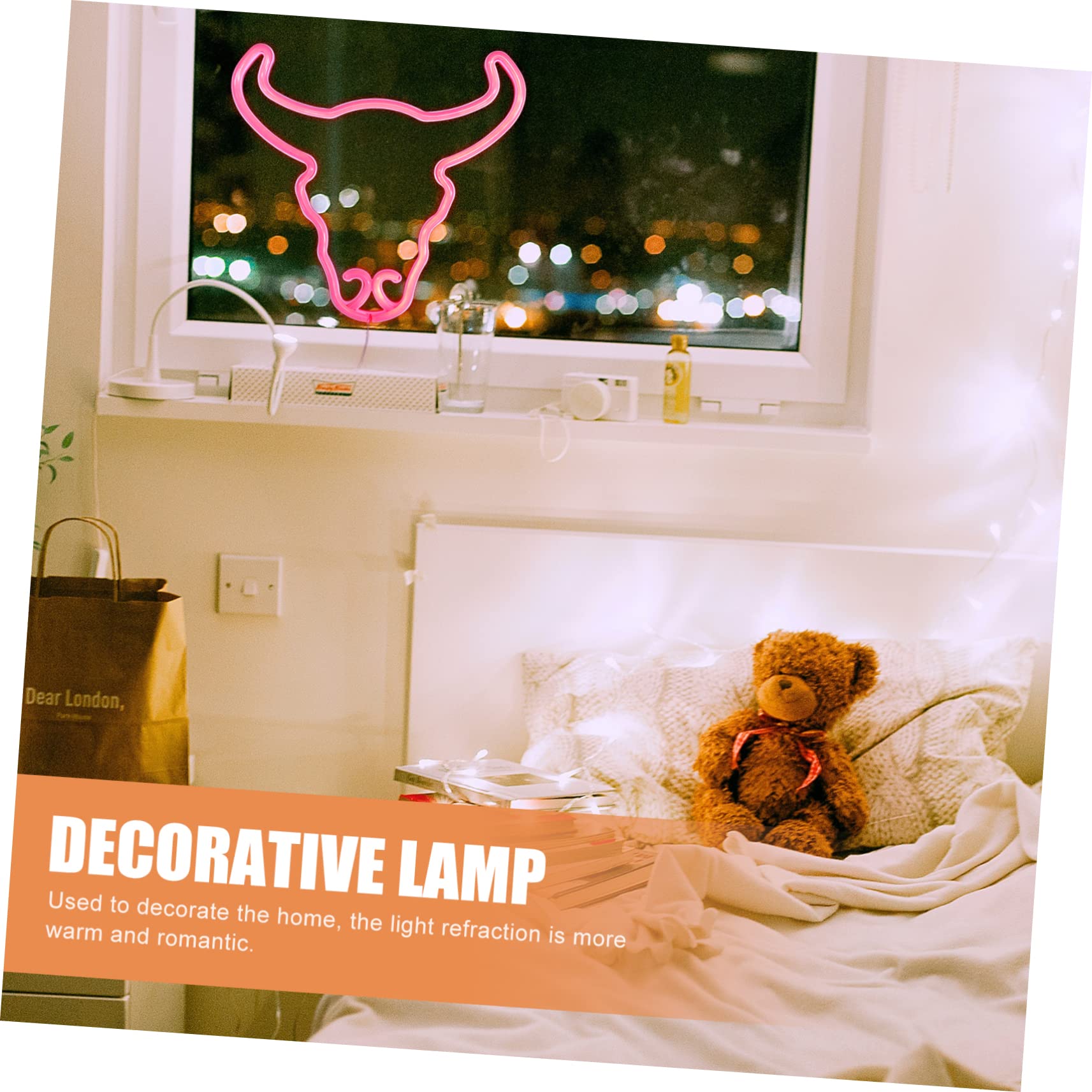 Veemoon LED Neon Light - Cow Head Shape Hanging Lamp for Home, Bedroom, Bar & Cafe Decor - Unique Gift for Boyfriend or Girlfriend