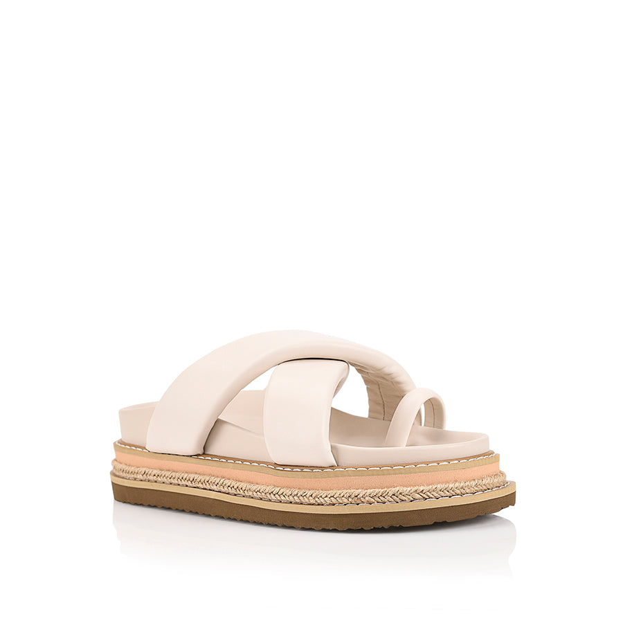 Thelma Flatform Slides for Women - Bone White Comfortable Summer Sandals | Perfect for Beach, Pool, and Casual Outings