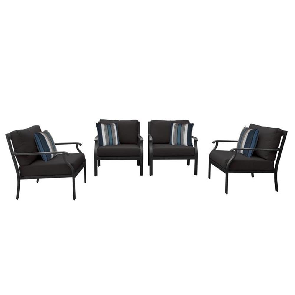 TK Classics Kathy Ireland Madison Ave. 4-Piece Aluminum Patio Furniture Set in Black - Outdoor Dining Set for Garden, Poolside & Backyard Relaxation