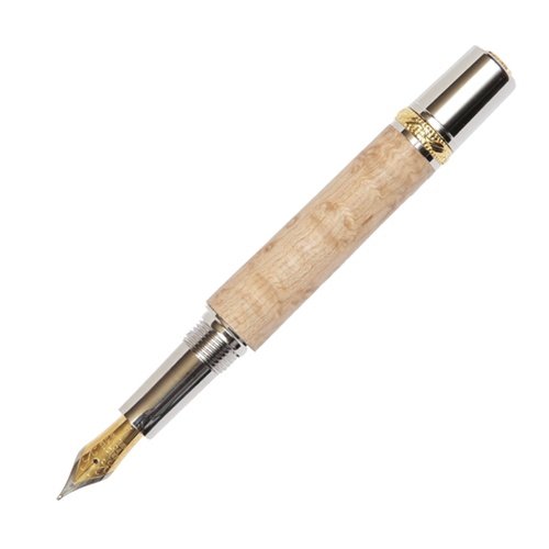 Lanier Majestic Fountain Pen with 22kt Gold Nib & Bird's Eye Maple Burl Body - Luxury Writing Instrument for Professionals, Collectors & Gift Giving - Perfect for Office Use, Calligraphy & Special Occasions