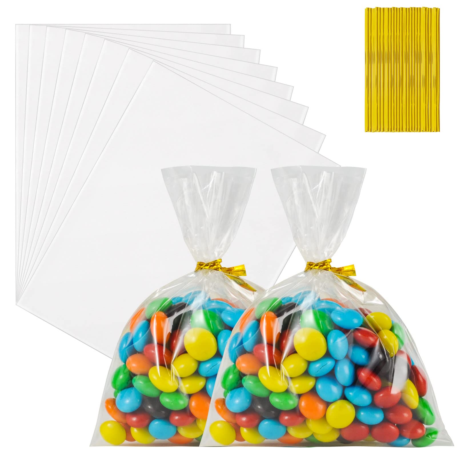 200 Pack 3X4 Inch Clear Plastic Cellophane Bags with 3