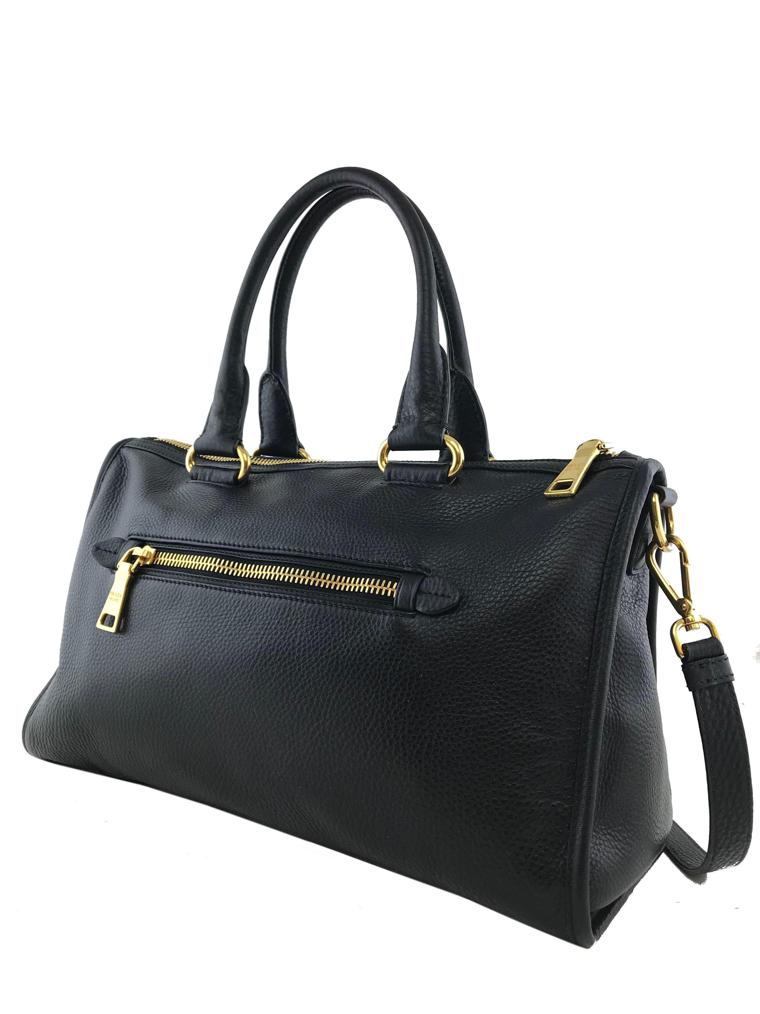 Prada Vitello Daino Medium Convertible Satchel Handbag for Women | Luxury Leather Shoulder Bag & Crossbody Purse | Perfect for Work, Travel & Everyday Use