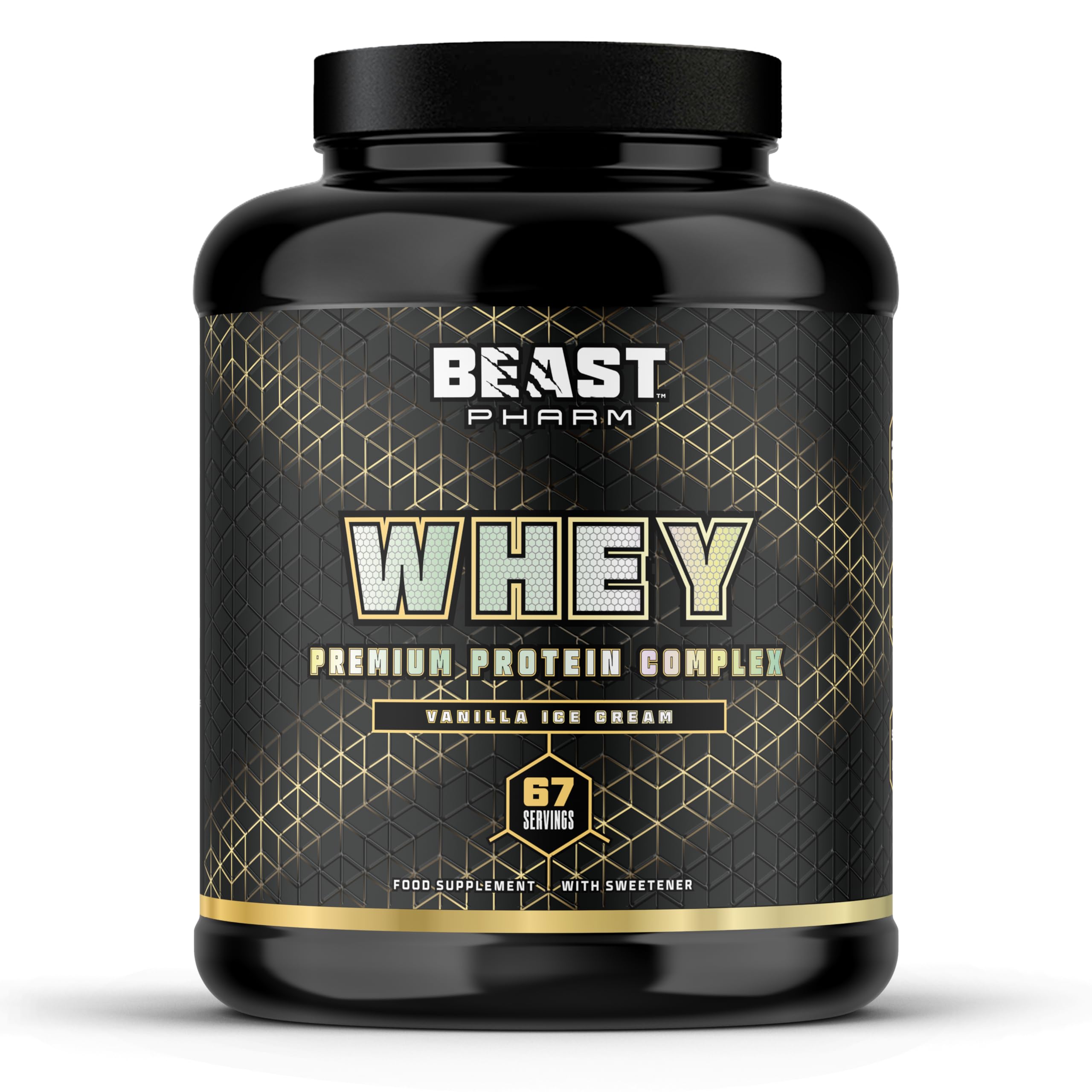 Beast Pharm Whey Protein Powder 2kg (4.4 lbs) - Premium Muscle Recovery Supplement | Eddie Hall Approved | Ideal for Post-Workout, Weight Training & Bodybuilding