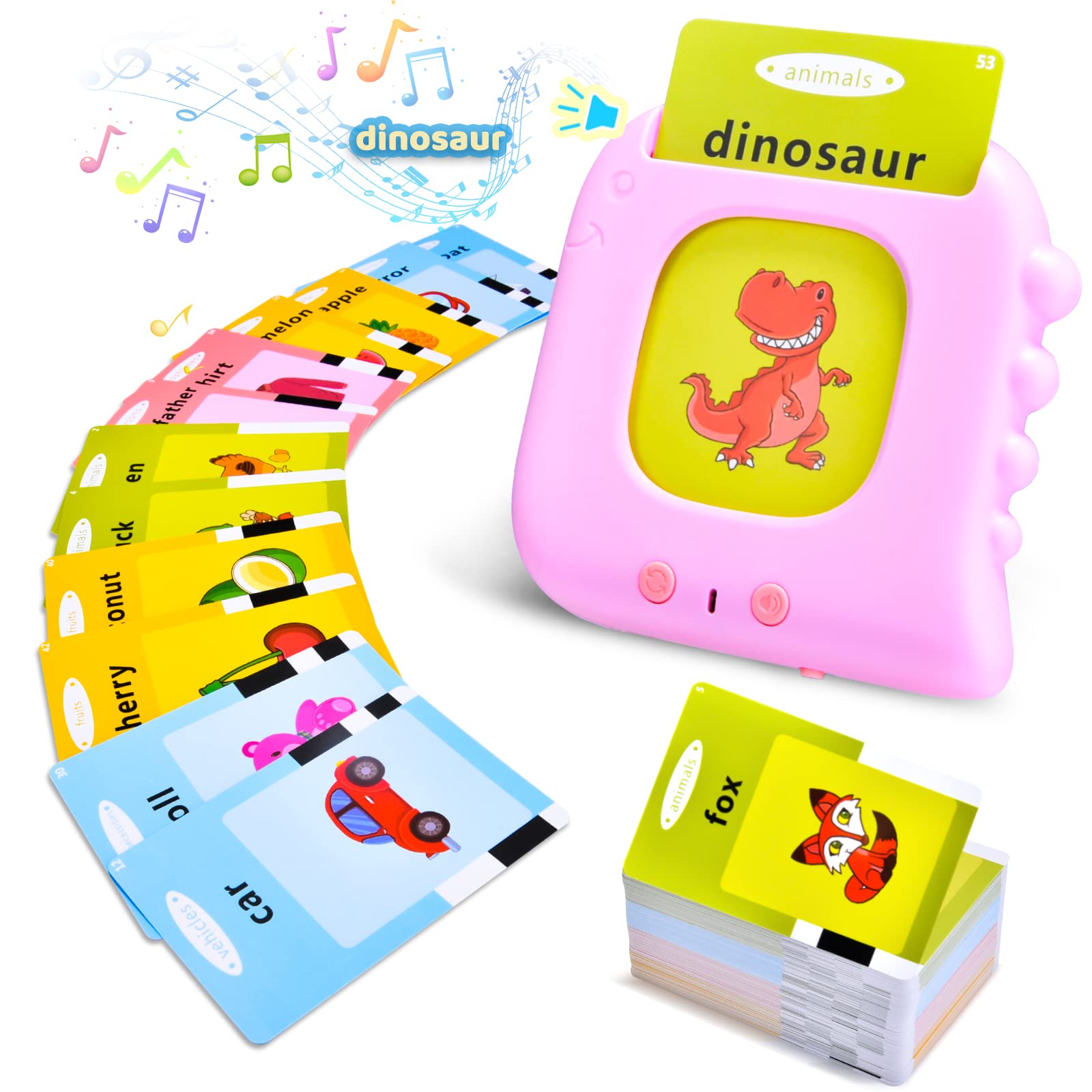Interactive Talking Flashcards Learning Toy for Kids Ages 3-6 | 224-Word English Reading Machine | Educational Toddler Toy for Preschool Learning | Perfect Christmas & Birthday Gift (Pink) - Ideal for Early Childhood Education, Homeschooling & Interactive Playtime
