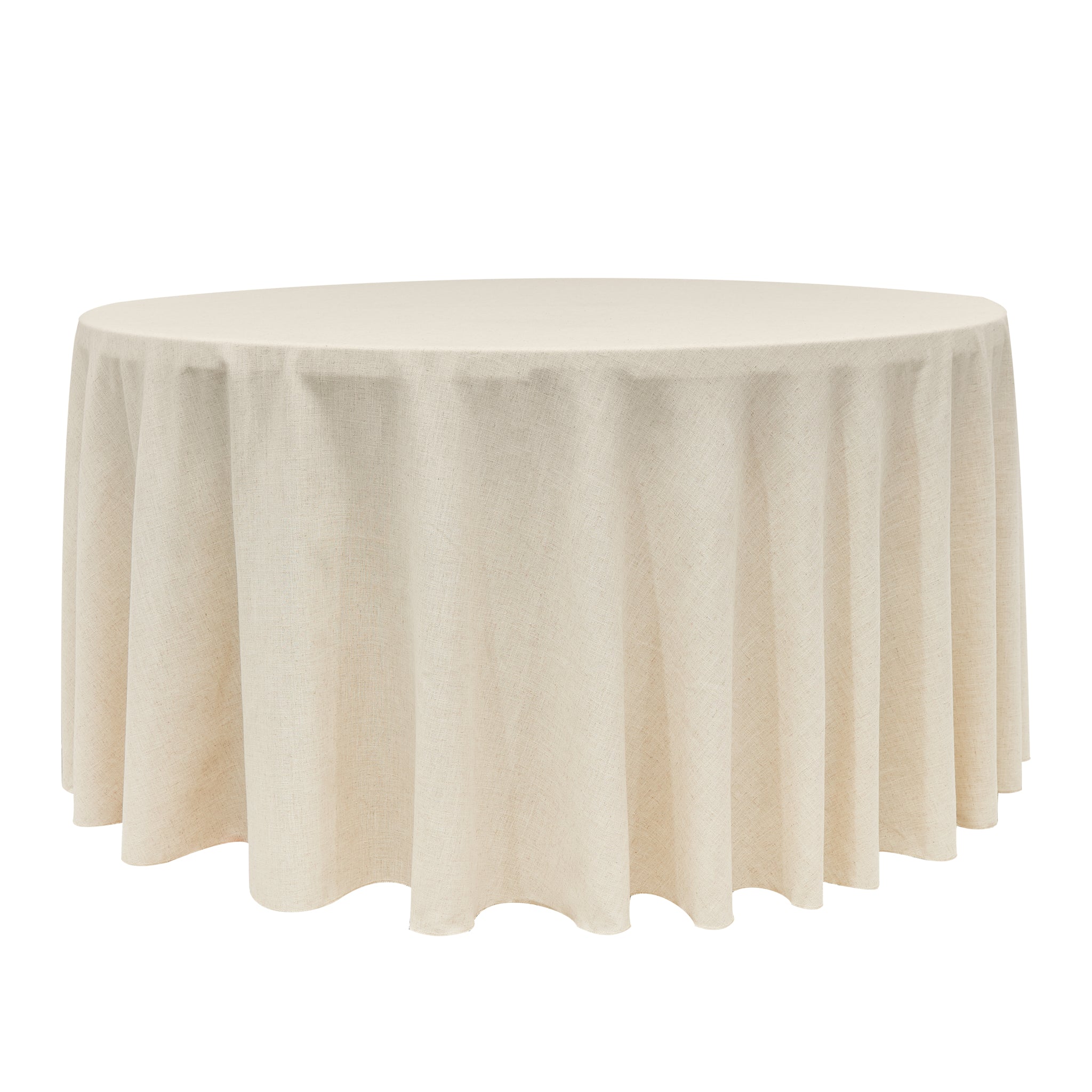 Premium 120 Round Linen Look Panama Weave Tablecloth - Ivory White Elegant Dining Cloth for Wedding, Party & Formal Events