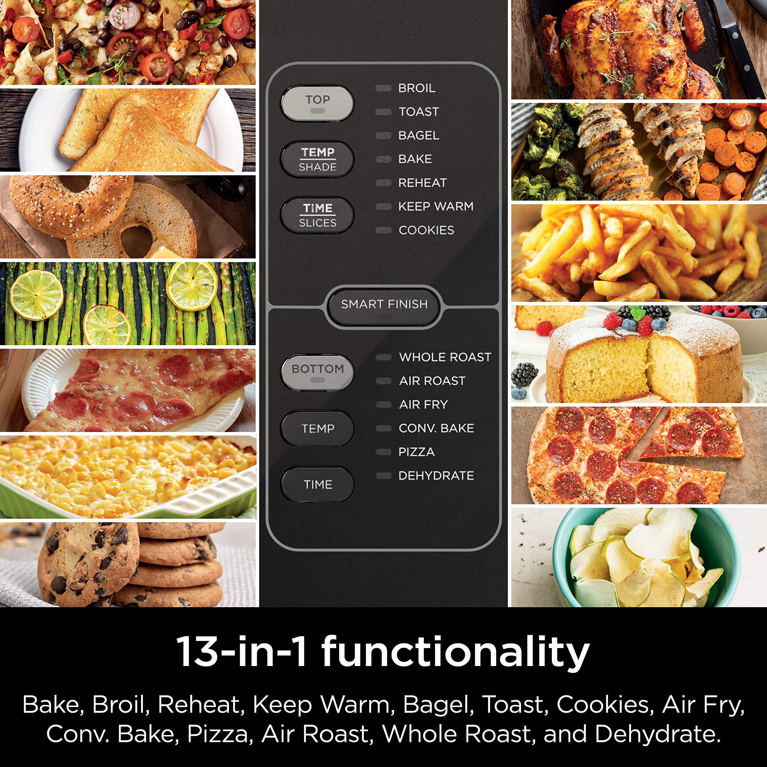 Ninja DCT402BK 13-in-1 Toaster Oven with FlexDoor & Air Fryer - Bake, Roast, Toast, Air Fry, Pizza & More - Smart Finish & FlavorSeal Technology - Perfect for Small Kitchens, Dorms & Quick Family Meals - Black Convection Oven