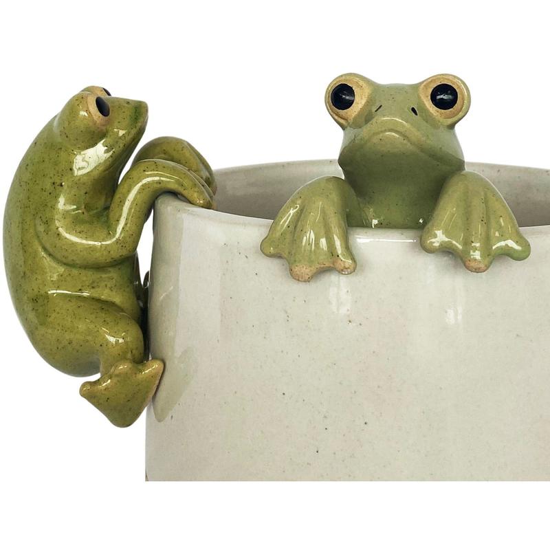8cm Frog Pot Hanger - Light Green & Dark Green Options | Cute Garden Decor for Plant Pots, Balcony & Indoor Plants