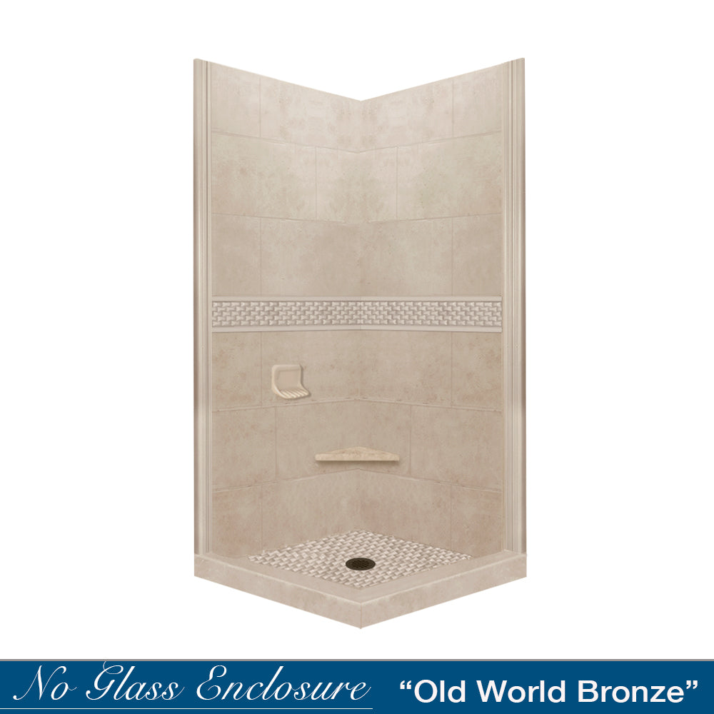 Corner Brown Sugar Sistine Stone & Jewel Stone Accent - DIY Shower Remodel Kit for Bathroom Renovation | Waterproof Decorative Tile for Shower Walls, Floors, and Backsplashes
