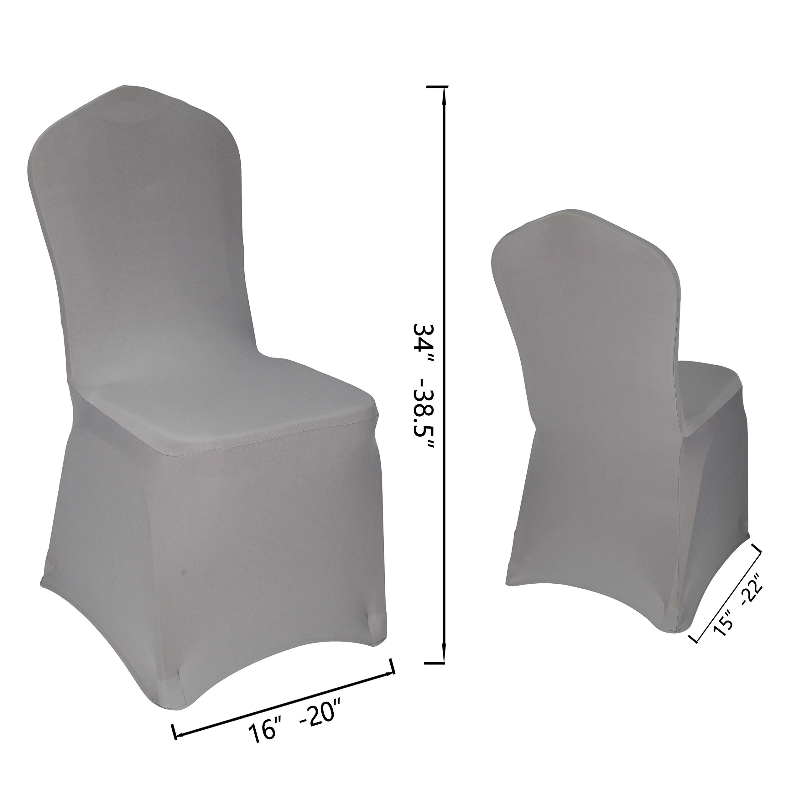 WELMATCH Silver Spandex Chair Covers - 50 Pack Stretch Elastic Universal Chair Slipcovers for Wedding, Banquet, Party & Dining Room Decor - Perfect for Events & Home Decor (Silver, 50 Count)