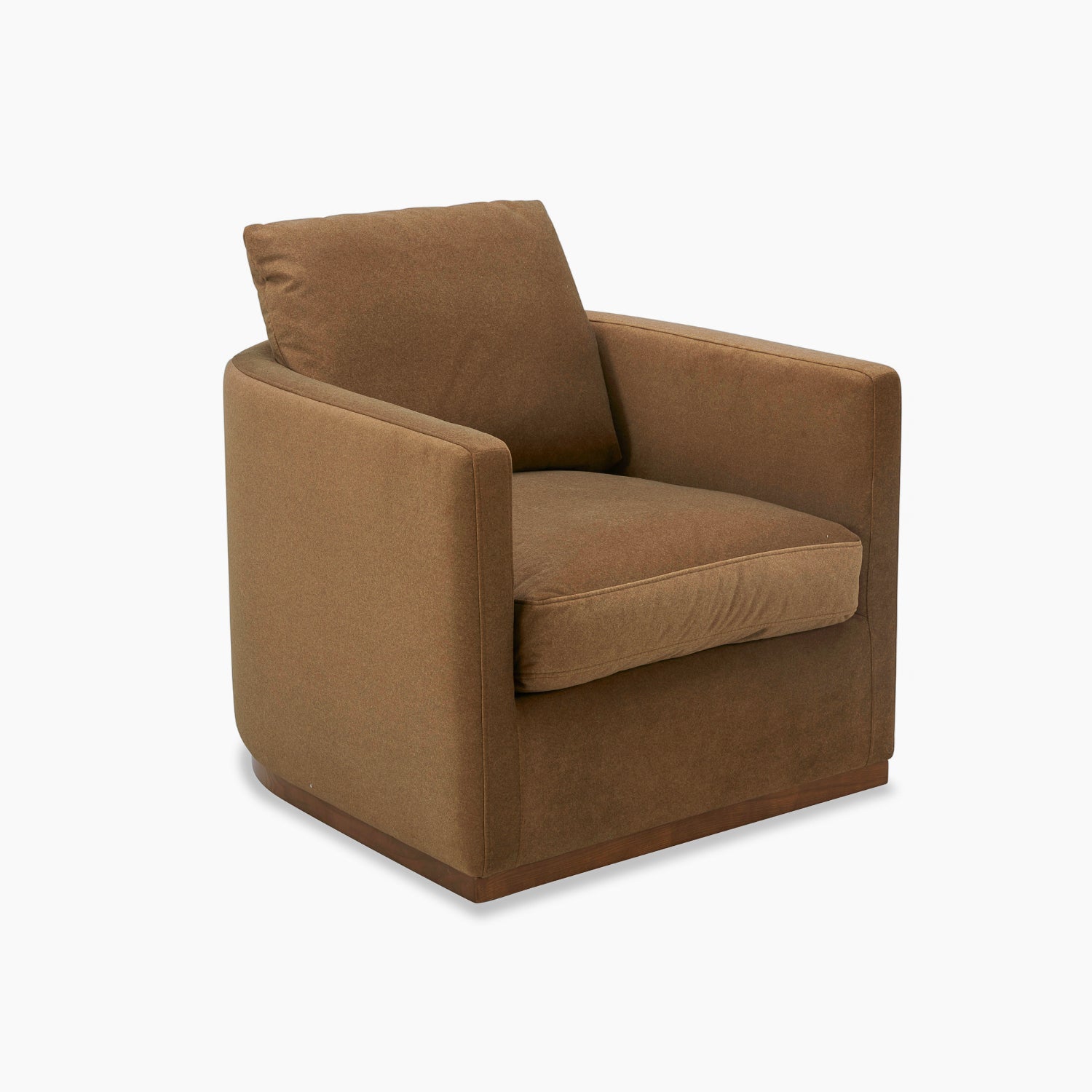Bellwood Swivel Lounge Chair - Tawny Brown Matte Velvet Upholstered Accent Chair for Living Room, Bedroom & Office - Modern Rotating Recliner with Comfortable Cushions