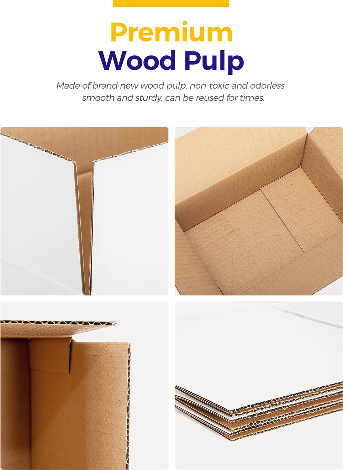 4x4x4 Corrugated Cardboard Shipping Boxes - Heavy Duty Moving & Storage Boxes for Ecommerce, Packing, Shipping, and Home Organization