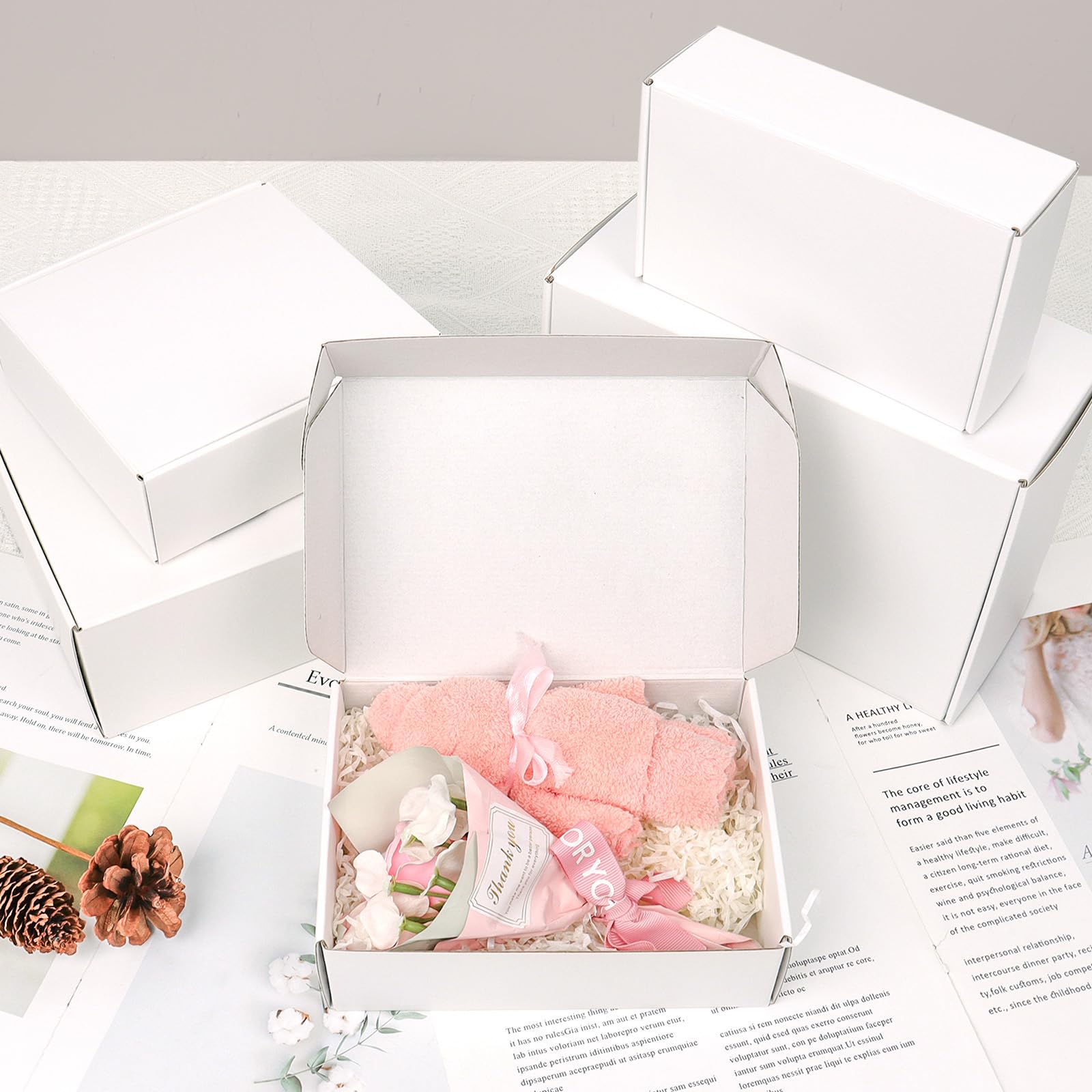 9x6x2 White Shipping Boxes 30 Pack - Small Corrugated Cardboard Mailing Boxes for Small Business & Ecommerce Packaging