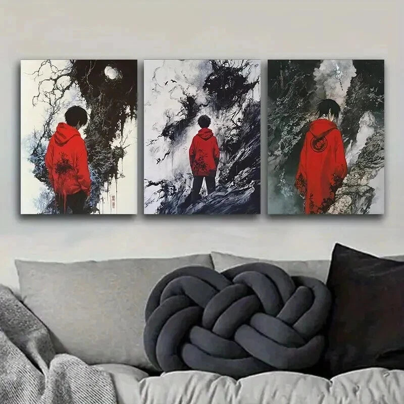3-Piece Dark Lord of Hell Wall Art Set - Framed Canvas Prints 50x70cm (20x28in) - High Quality Australian Made Gothic Home Decor - Perfect for Living Room, Bedroom, or Office Wall Decoration