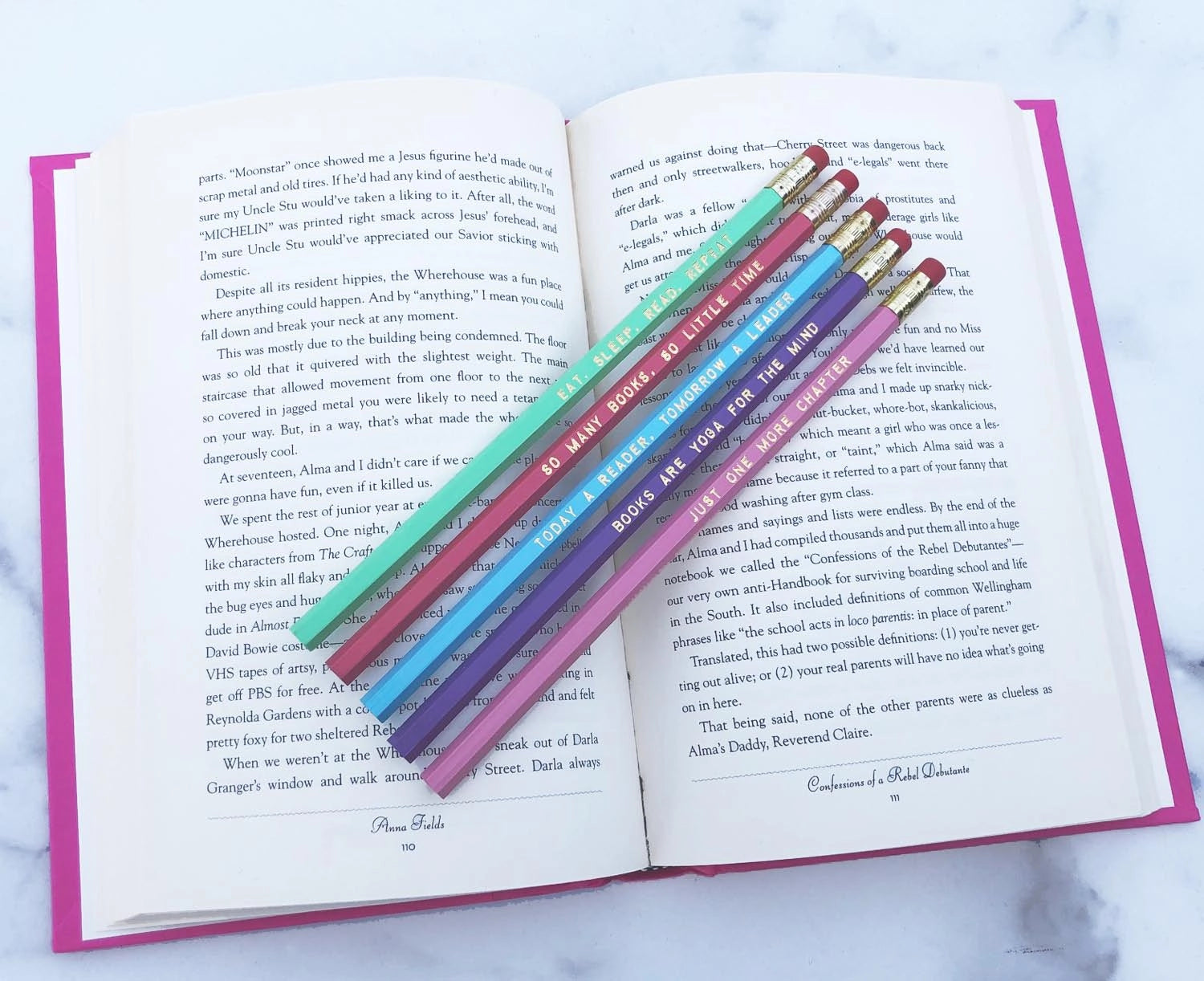 Book Lover Pencil Set - 12 Premium Pencils with Inspirational Quotes for Readers, Writers & Students - Perfect for Reading, Journaling & Note Taking