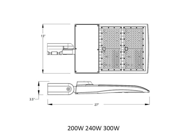 300W LED Shoebox Light - 5000K Daylight White, 120V, 50K Hours Lifespan - Perfect for Parking Lots, Warehouses & Outdoor Area Lighting