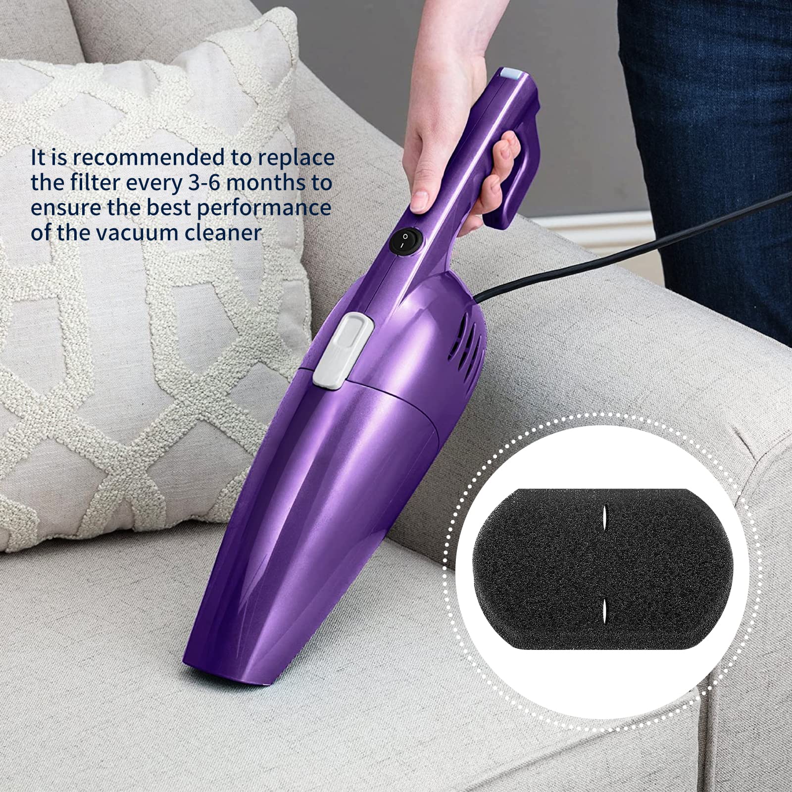 KEEPOW 2033 Vacuum Sponges Filter Replacement for Bissell Featherweight Stick Lightweight Bagless Vacuum 2033, 20331, 20333, 20336, 20339, 2033M (6-Pack) - Compatible with Pet Hair, Dust, Allergies - Perfect for Home, Office, Car Cleaning