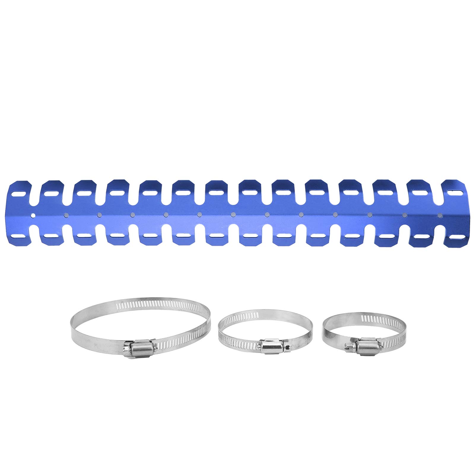 Acouto 23.85in Universal Motorcycle Exhaust Heat Shield - Anti-Scald Leg Protector & Pipe Cover with Heat Insulation (Blue) | Perfect for Cruiser, Sport Bike & Off-Road Riding Protection